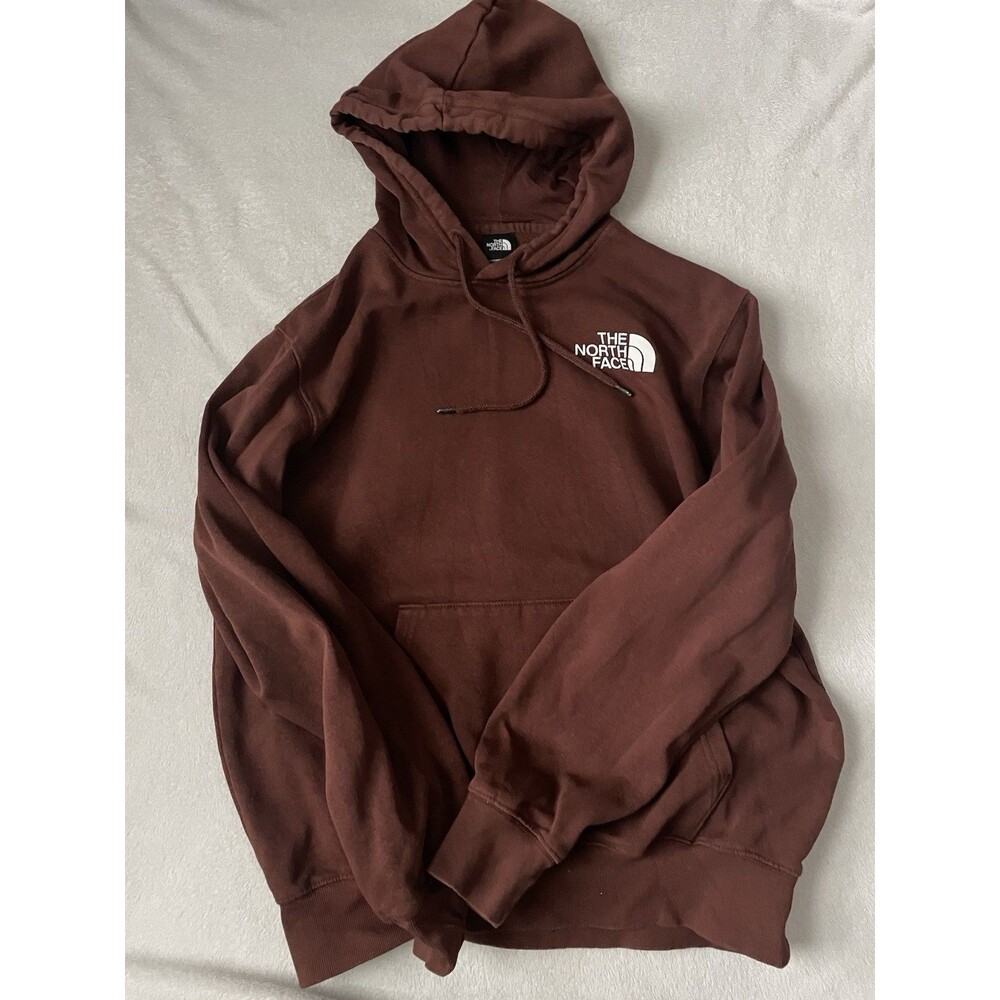 The North Face Hoodie Mens Large Maroon Pullover Logo Fleece Sweatshirt Mens Med